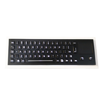 Electroplated Black Rugged Vandalproof IP65 compact backlit panelmount stainless steel keyboard with touchpad.