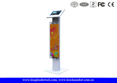 Public Display Stands Anti Theft Ipad Kiosk Stand with Logo Panel , Rugged Metal