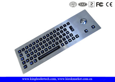 LED Backlight Industrial Stainless Steel Keyboard with Trackball , 64 Keys