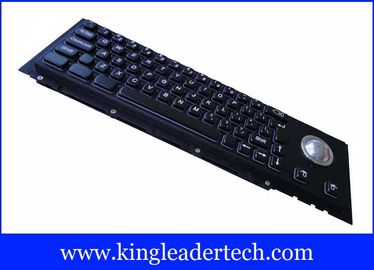 63 Keys Mechanical Black metal Industrial Keyboard With Trackball For Panel Mount