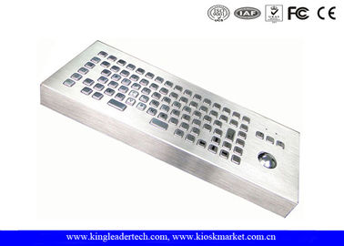 Desktop 86 Keys Stainless Steel Keyboard With Trackball FCC Brushed