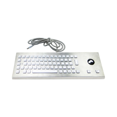 Backlit Desktop Rugged Waterproof Vandal-Proof Keyboard With Integrated Optical Trackball