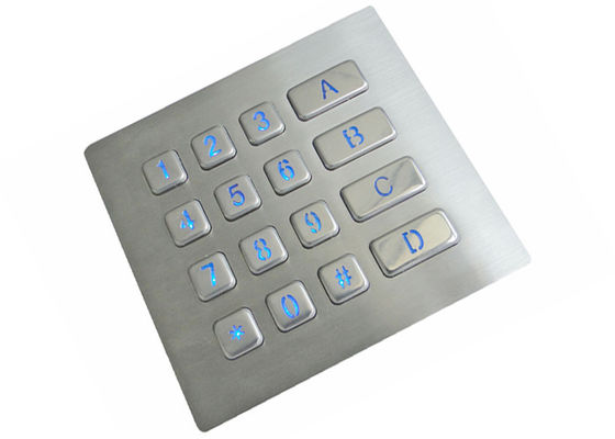 16 Keys Led Backlighting Matrix Metal Keypad IP65