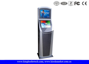 Silm Two Displays Touch Screen Kiosk Freestanding For Self Service And Advertising In Mall