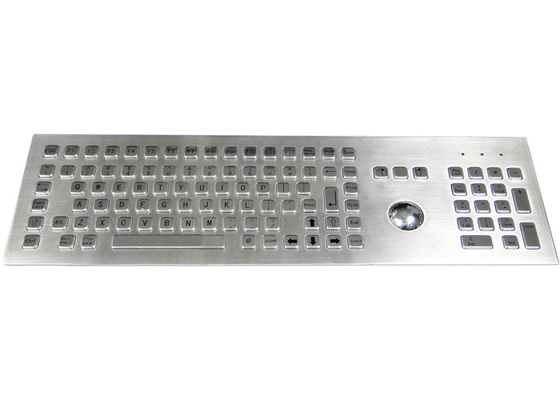 Front Mounted Industrial Stainless Steel Keyboard With Mouse Touch Ball