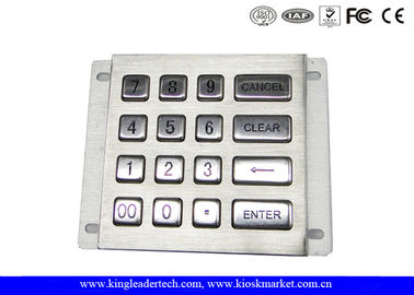 Metal Industrial Numeric Keypad , 16 Keys Rugged Vandal Proof Keyboard